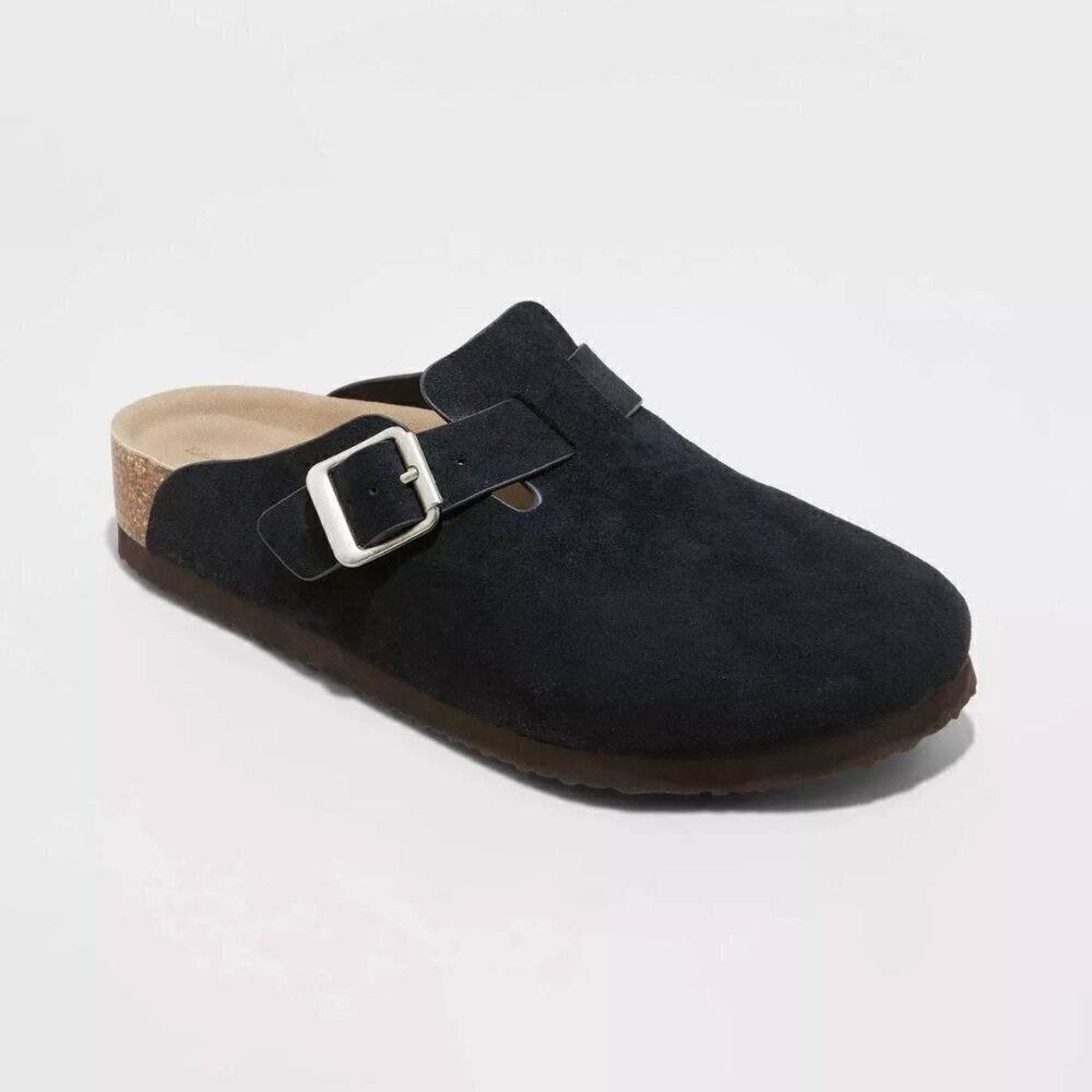 Universal Thread Black Suede Slide Clog with Buckle